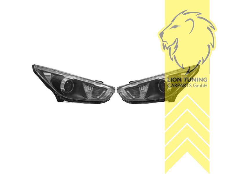 Halogen, schwarz, Abblendlicht H7 / Fernlicht H1, Blinkerbirnen BAU15S, elektrisch verstellbar - Stellmotor wird vom Original übernommen, Eintragungsfrei / mit E-Prüfzeichen