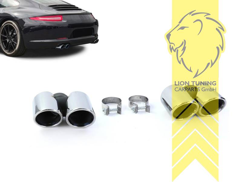 nicht passend für Modelle mit werksseitiger Sportauspuffanlage, Endrohr duplex, chrom, Oval, Rund, nur passend für 3.4i 350 PS, Edelstahl