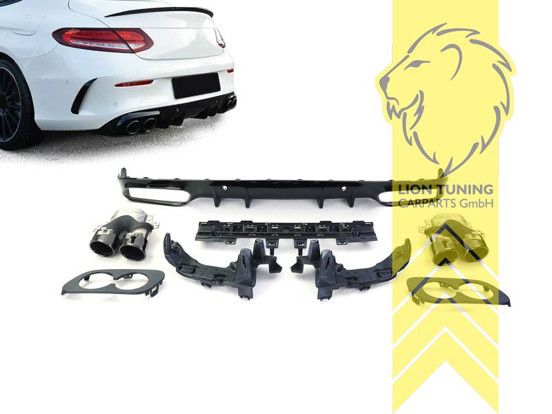 links und rechts, schwarz glänzend, Rechteckig, nur passend für AMG Line Stoßstange, PP Kunststoff, schwarz - lackierfähig, Eintragungsfrei / als Ersatzteil verwendbar