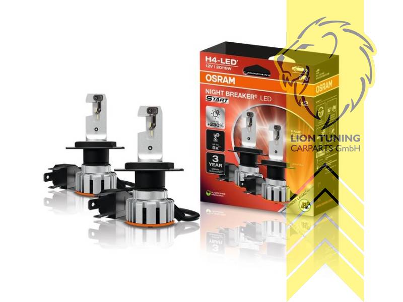 LED, 6000K, H4, 12 V, Eintragungsfrei / mit E-Prüfzeichen