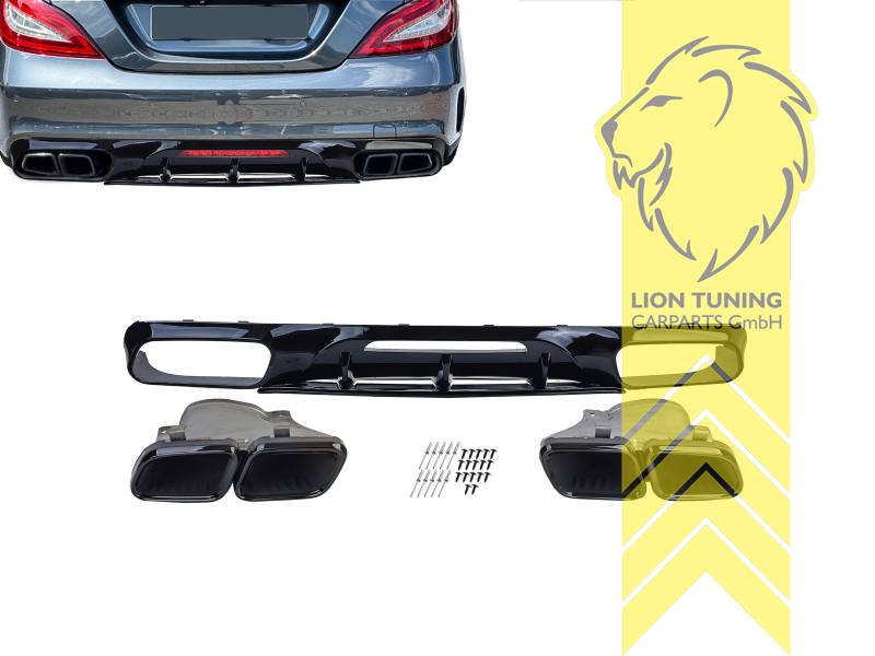 links und rechts, schwarz glänzend, nur passend für AMG Line Stoßstange, ABS Kunststoff, Eintragungsfrei / als Ersatzteil verwendbar