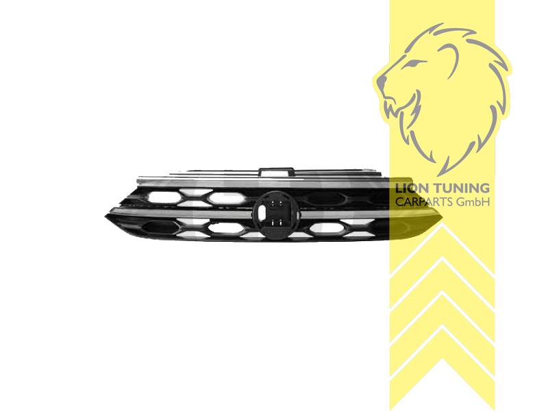 mit Emblemaufnahme, schwarz, mit Chromleiste, ABS Kunststoff, Eintragungsfrei / keine Eintragung nötig