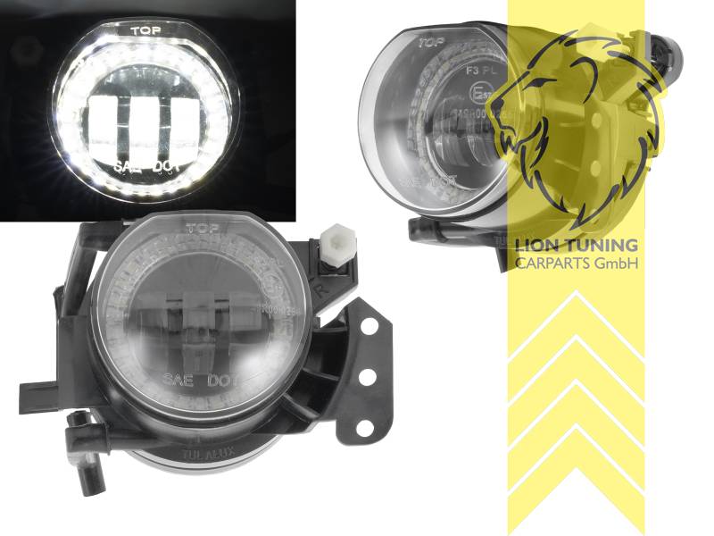 LED, schwarz, nur für Fahrzeuge mit nachgerüsteter Sport Stoßstange, passend für unsere Art.: 5514, 5515, 5505, 5027, 2184, 2064, Eintragungsfrei / mit E-Prüfzeichen