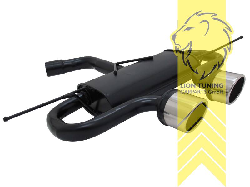 2 x 100 mm, Endrohr doppel, 100 mm, Rund, nicht passend für Variant, 4-Motion, nur mit R32 / R Heckansatz montierbar!, Metall / Stahl, Golf 6 (63 - 173KW), Golf 5 (55 - 169 KW), Eintragungsfrei / mit ABE