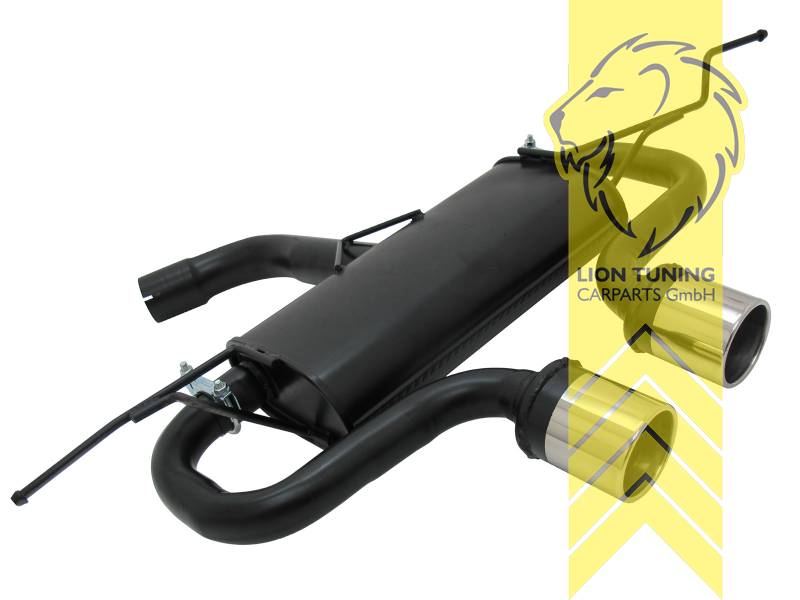 2 x 90mm, Endrohr doppel, 90mm, Rund, nicht passend für Variant, 4-Motion, nur mit R32 / R Heckansatz montierbar!, Metall / Stahl, Golf 6 (63 - 173KW), Golf 5 (55 - 169 KW), Eintragungsfrei / mit ABE