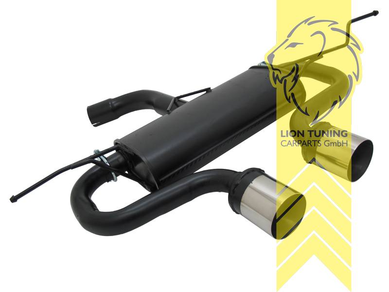 2 x 90mm, Endrohr doppel, 90mm, Rund, nicht passend für Variant, 4-Motion, nur mit R32 / R Heckansatz montierbar!, Metall / Stahl, Golf 6 (63 - 173KW), Golf 5 (55 - 169 KW), Eintragungsfrei / mit ABE