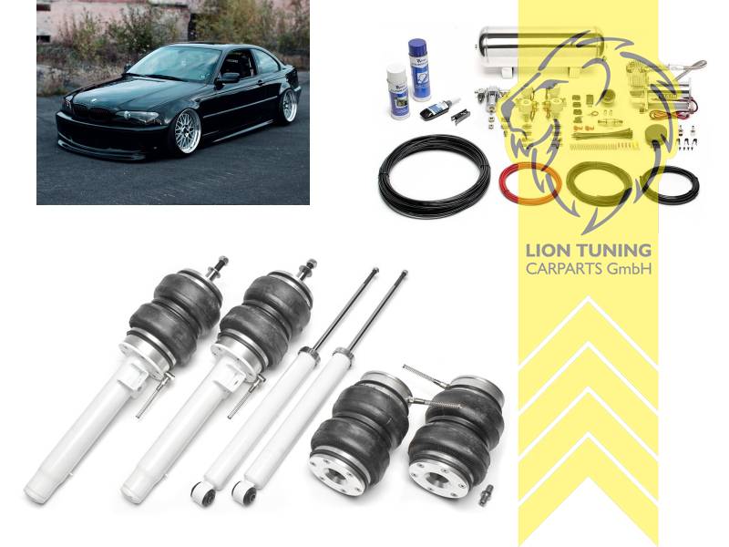 11,5L Tank chrom / ViAir Kompressor chrom, fest, weiss, nicht passend für Allrad, M3, Wir empfehlen die Verwendung kürzerer Koppelstangen, Stahl verzinkt, Eintragungspflichtig / Teilegutachten wird nach Kauf spezifisch ausgestellt