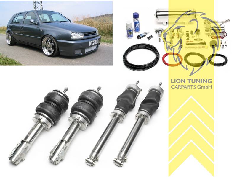 11,5L Tank chrom / ViAir Kompressor chrom, Zug- und Druckstufe gleichzeitig einstellbar, weiss, nicht für Syncro, nicht passend für Syncro / Variant, Stahl verzinkt, Eintragungspflichtig / Teilegutachten wird nach Kauf spezifisch ausgestellt