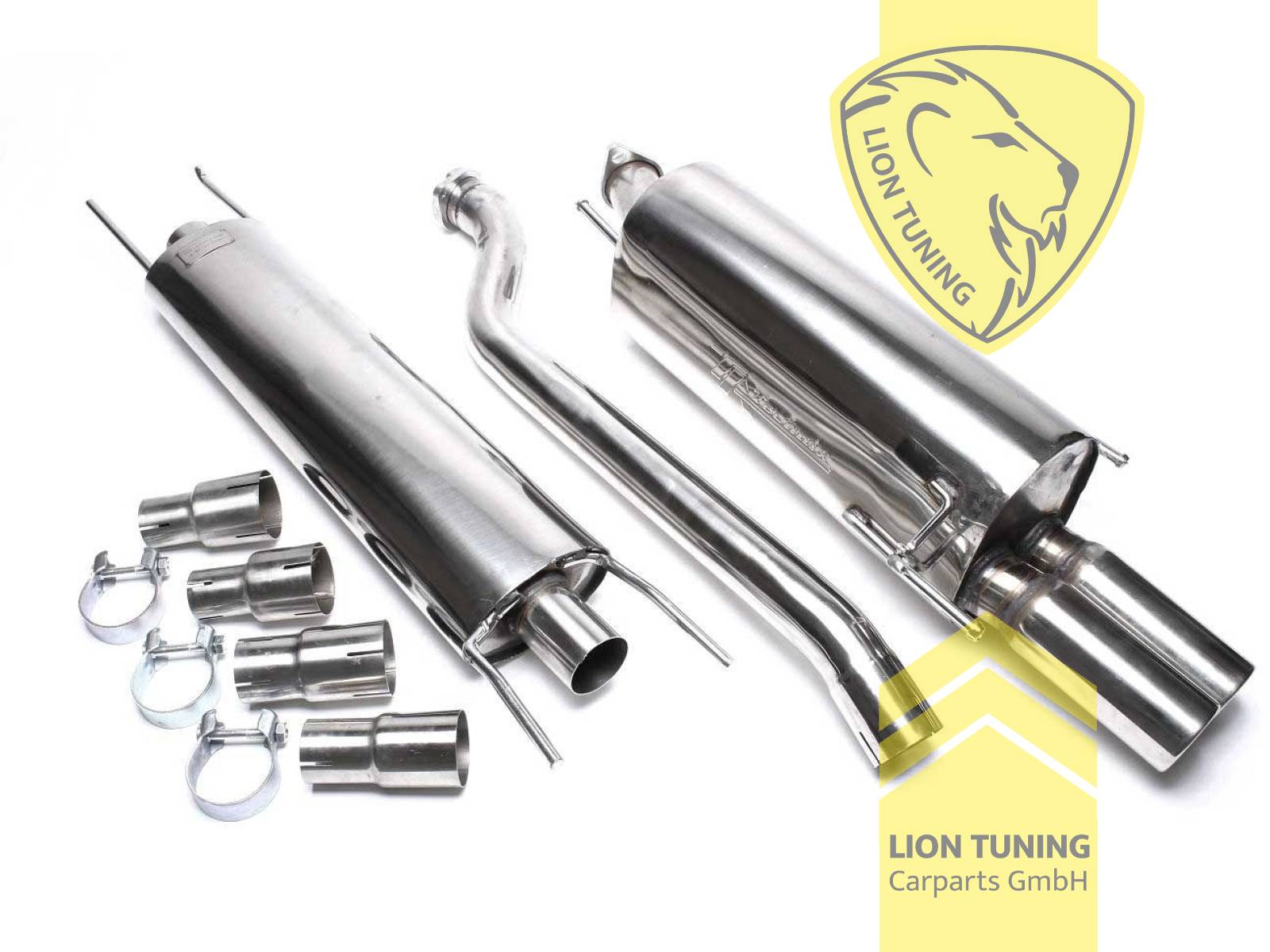 2 x 76mm rund / gebördelt, Endrohr doppel, 76mm, Rund, nicht passend für Caravan, Coupe, Cabrio, V6, Edelstahl, (alle Motorisierungen), Eintragungsfrei / mit ABE