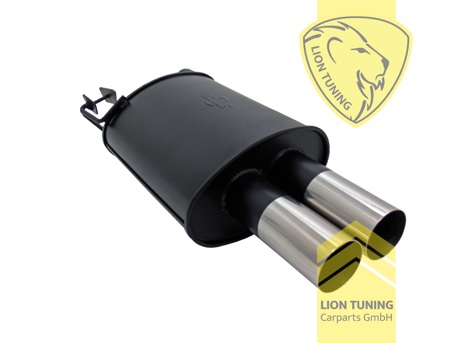 2 x 76mm RL-Design, Endrohr doppel, 76mm, Rund, nur Limousine, Stoßstangenausschnitt muss vergrößert werden, Metall / Stahl, 520i / 523i / 525i / 528i / 530i, Eintragungsfrei / mit ABE
