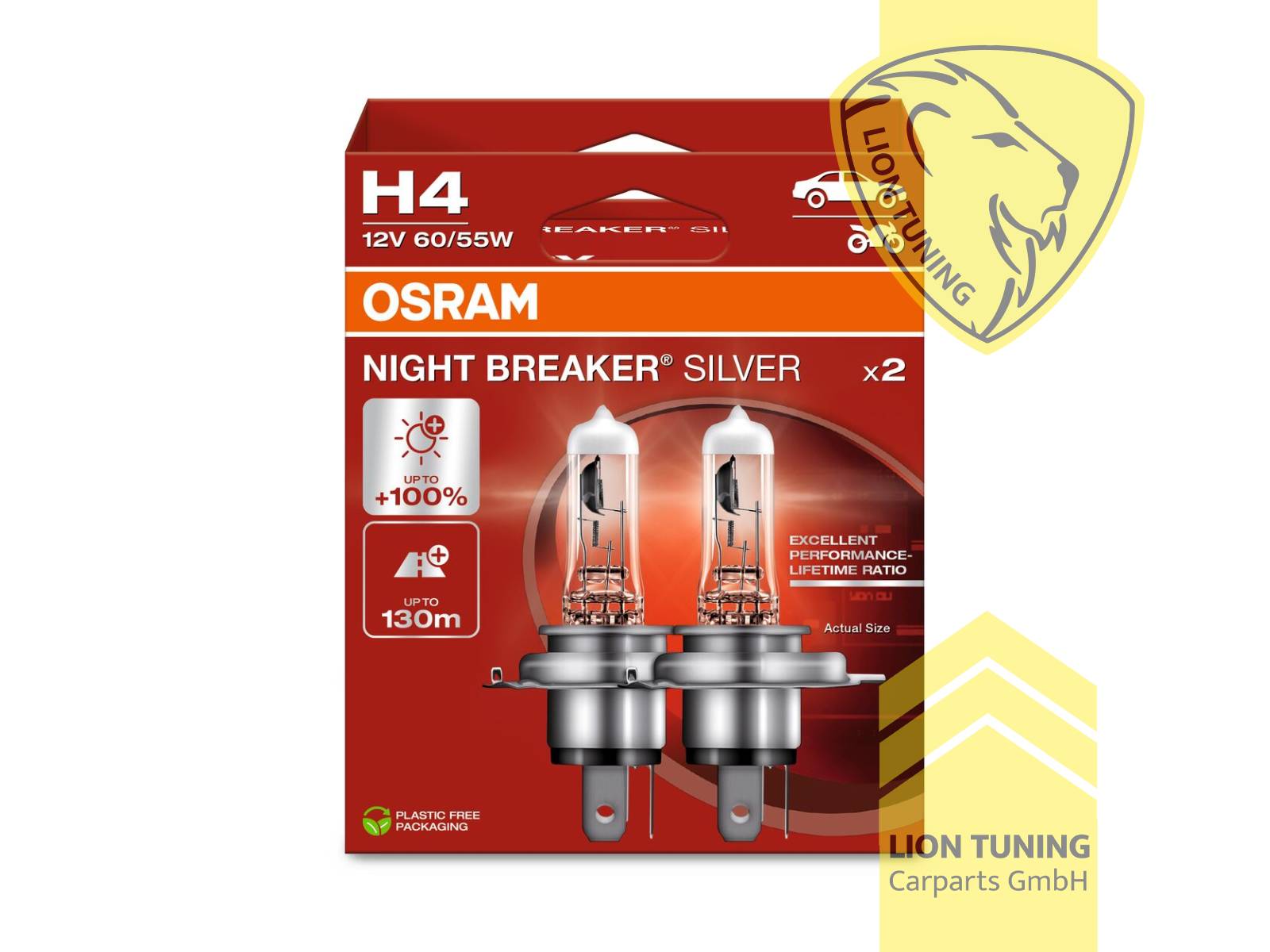 Halogen, 3500K, H4, 60W, Scheinwerfer, 12 V, Eintragungsfrei / mit R87 Zulassung als Tagfahrlicht