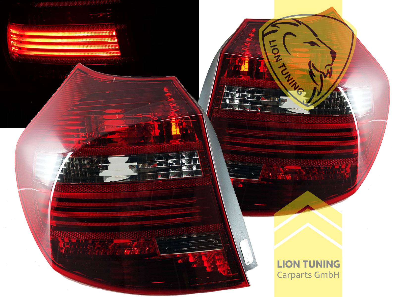 Halogen, rot, schwarz, für Fahrzeuge mit Original Xenon, Blinkerbirnen BAU15S, Eintragungsfrei / mit E-Prüfzeichen