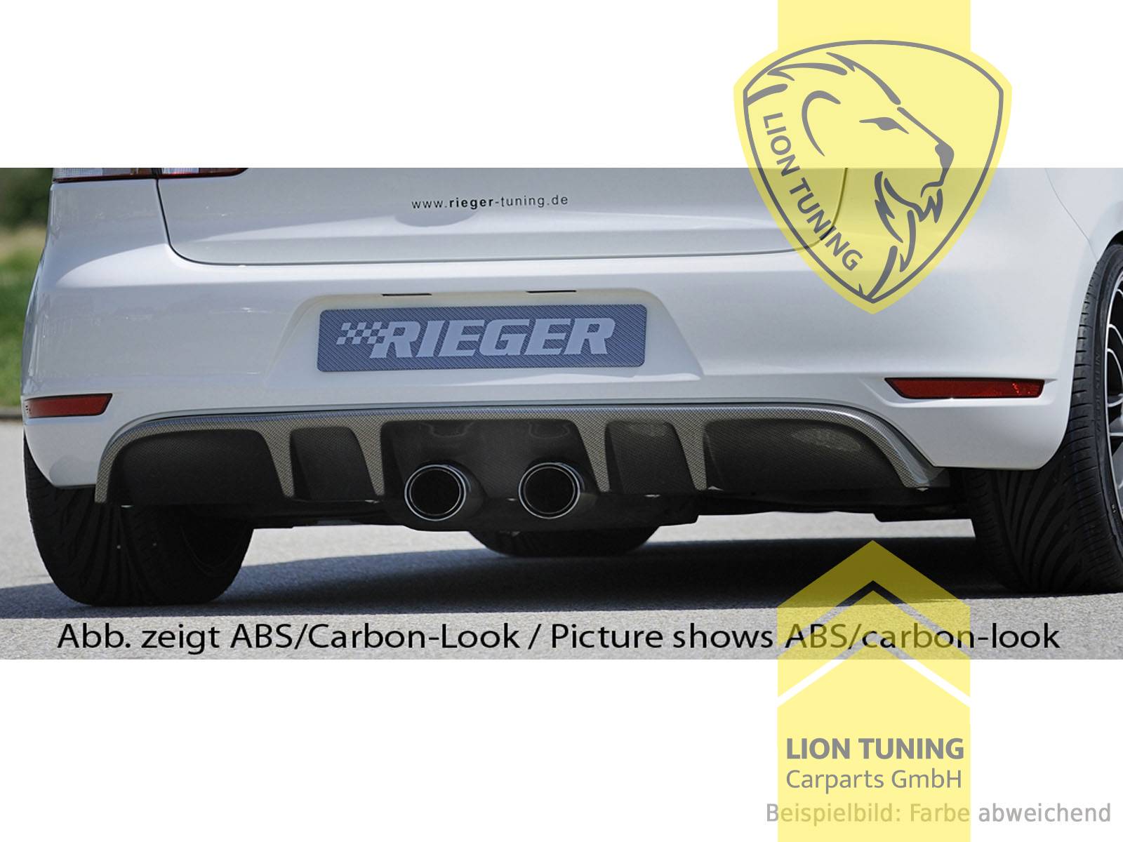 mittig in R20 Optik, schwarz glänzend, nur passend für GTi / GTD Stoßstange, ABS Kunststoff, Eintragungsfrei / mit ABE