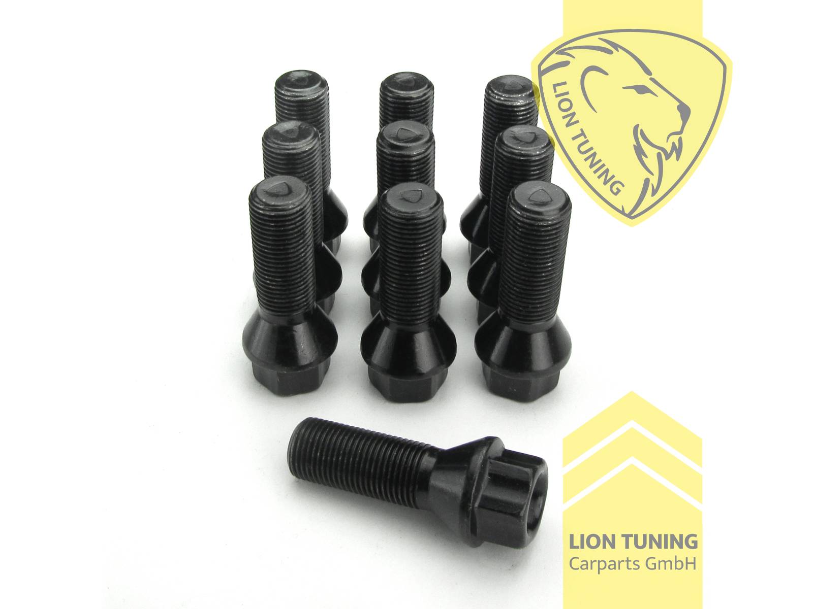 schwarz, 10.9, M14x1,25, Kegelbund, Metall / Stahl, 33 mm