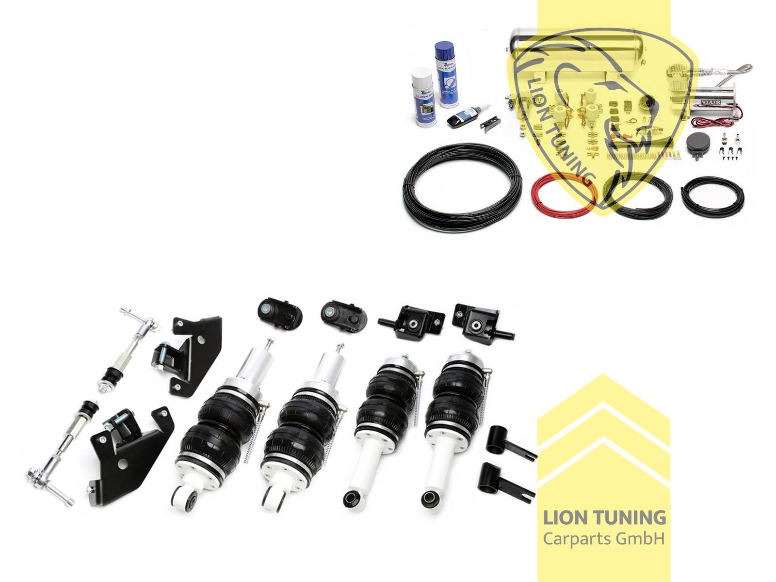 Mit Gutachten nach §19.2 Eintragung nur über eine Einzelabnahme möglich., 11,5L Tank chrom / ViAir Kompressor chrom, fest, weiss, Stahl verzinkt, Eintragungspflichtig / Teilegutachten wird nach Kauf spezifisch ausgestellt