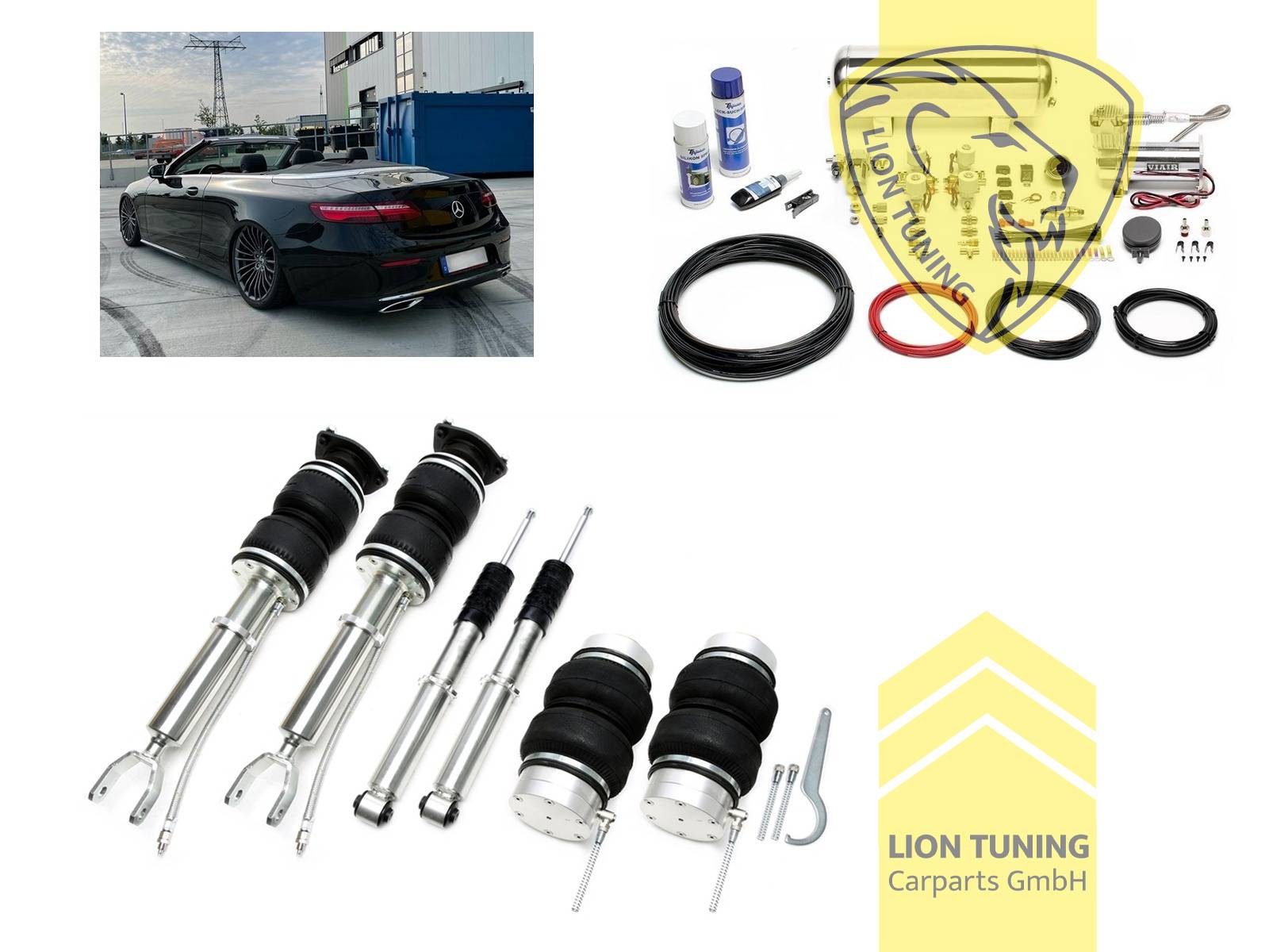 11,5L Tank chrom / ViAir Kompressor chrom, fest, weiss, nicht passend für 4-Matic, nicht passend für Modelle mit EQ Boost, Stahl verzinkt, Eintragungspflichtig / Teilegutachten wird nach Kauf spezifisch ausgestellt