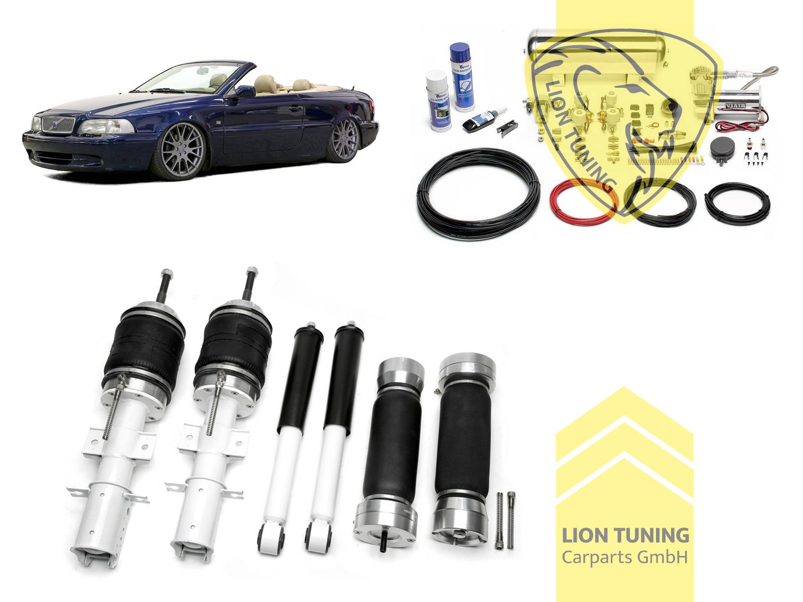 nicht für Modelle mit Niveauregulierung, 11,5L Tank chrom / ViAir Kompressor chrom, fest, weiss, Nicht für Allradfahrzeuge (4WD, 4x4, 4Matic, 4Motion usw.), Stahl verzinkt, Eintragungspflichtig / Teilegutachten wird nach Kauf spezifisch ausgestellt
