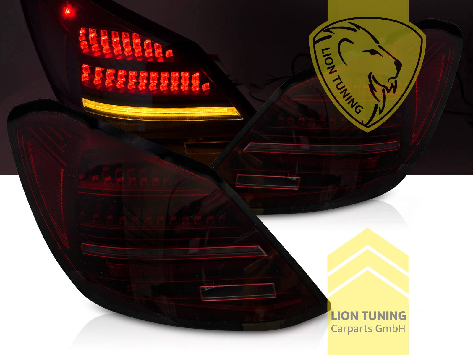 LED, mit LED Blinker, dynamischer LED Blinker, rot, schwarz, nur passend bei Fahrzeugen mit Original Halogen Rückleuchten, Eintragungsfrei / mit E-Prüfzeichen