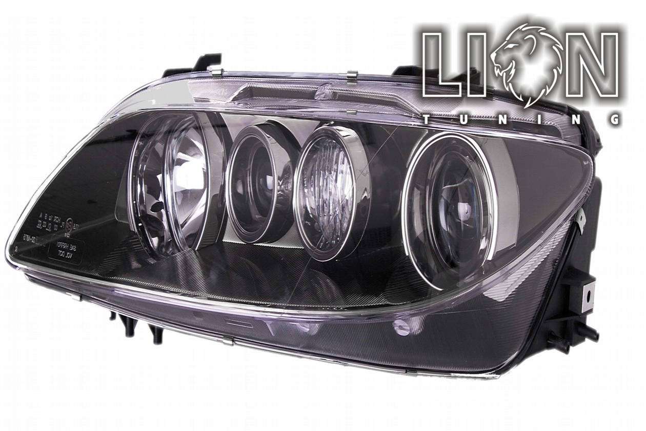 Halogen, mit Nebelscheinwerfer, Abblendlicht H1 / Fernlicht H1 / Nebelscheinwerfer H3, elektrisch verstellbar - Stellmotor integriert, inkl. Verschlusskappe und Lampenträger, ohne Leuchtmittel, Eintragungsfrei / mit E-Prüfzeichen