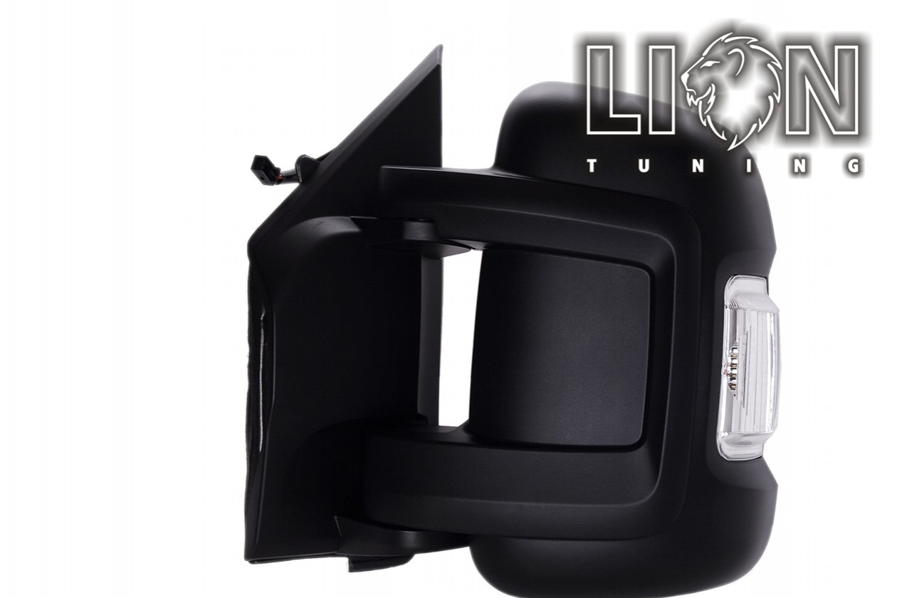 Beheizbar, mit Blinkleuchte, mit Temperatur Sensor, Elektrisch, schwarz, kurzer Spiegelarm, convex, Eintragungsfrei / keine Eintragung nötig