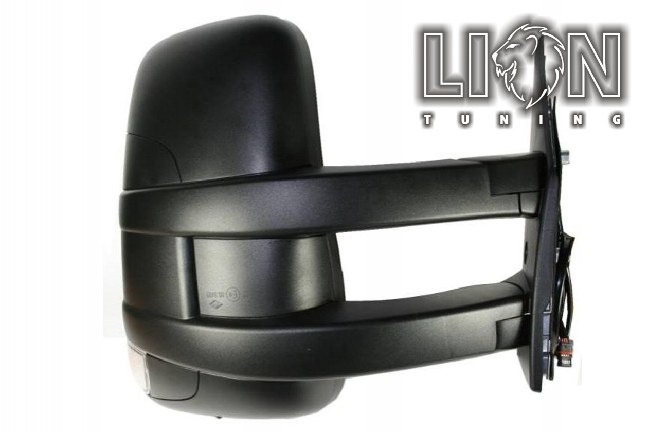 mit Blinkleuchte, Beheizbar, Elektrisch, schwarz, langer Spiegelarm mit Radio Antenne, convex, Eintragungsfrei / keine Eintragung nötig