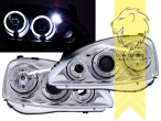 Halogen, chrom, weiß LED, Abblendlicht H1 / Fernlicht H1, Blinkerbirnen BAU15S, elekt verstellbar - Motor wird vom Original übern - nur für Valeo, Eintragungsfrei / mit E-Prüfzeichen
