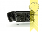 Halogen, schwarz, Abblendlicht H1 / Fernlicht H1 / Nebelscheinwerfer H3, Blinkerbirnen BAU15S, manuell verstellbar, Eintragungsfrei / mit E-Prüfzeichen