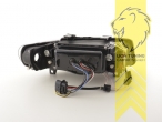 Halogen, schwarz, weiß LED, Abblendlicht H1 / Fernlicht H1, Blinkerbirnen BAU15S, elektrisch verstellbar - Stellmotor wird vom Original übernommen, Eintragungsfrei / mit E-Prüfzeichen