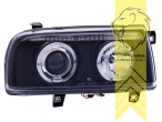 Halogen, schwarz, weiß LED, Abblendlicht H1 / Fernlicht H1, elektrisch verstellbar - Stellmotor wird vom Original übernommen, Eintragungsfrei / mit E-Prüfzeichen