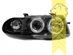 Halogen, schwarz, weiß LED, Abblendlicht H1 / Fernlicht H1, Blinkerbirnen BAU15S, manuell verstellbar, Eintragungsfrei / mit E-Prüfzeichen