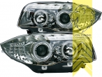 mit LED Blinker, Halogen, chrom, Abblendlicht H1 / Fernlicht H1, elektrisch verstellbar - Stellmotor wird vom Original übernommen, Eintragungsfrei / mit E-Prüfzeichen