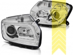 Halogen, chrom, Abblendlicht H7 / Fernlicht H1, Blinkerbirnen BAU15S, Bowdenzug - wie Original, Eintragungsfrei / mit E-Prüfzeichen