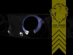 Halogen, schwarz, weiß LED, Abblendlicht H1 / Fernlicht H1, Blinkerbirnen BAU15S, manuell verstellbar, Eintragungsfrei / mit E-Prüfzeichen