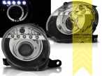 Halogen, schwarz, weiß LED, Abblendlicht H1 / Fernlicht H1, Blinkerbirnen BAU15S, elektrisch verstellbar - Stellmotor integriert, Eintragungsfrei / mit E-Prüfzeichen