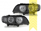 Xenon, HID, mit LED Blinker, schwarz, gelb Halogen, für Fahrzeuge mit Original Xenon, Abblendlicht D2S / Fernlicht H7, elektrisch verstellbar - Stellmotor integriert, Eintragungsfrei / mit E-Prüfzeichen
