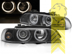 Xenon, HID, schwarz, gelb Halogen, für Fahrzeuge mit Original Xenon, Abblendlicht D2S / Fernlicht H7, Blinkerbirnen BAU15S, elektrisch verstellbar - Stellmotor integriert, Eintragungsfrei / mit E-Prüfzeichen