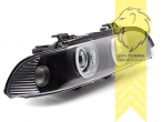 Xenon, HID, schwarz, gelb Halogen, für Fahrzeuge mit Original Xenon, Abblendlicht D2S / Fernlicht H7, Blinkerbirnen BAU15S, elektrisch verstellbar - Stellmotor integriert, Eintragungsfrei / mit E-Prüfzeichen