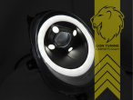 LED, dynamischer LED Blinker, chrom, nur passend für Fahrzeuge mit original Halogen Scheinwerfern, LED Abblendlicht / LED Fernlicht, elektrisch verstellbar - Stellmotor integriert, Eintragungsfrei / mit E-Prüfzeichen, Eintragungsfrei / mit R87 Zulassung als Tagfahrlicht