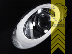 LED, dynamischer LED Blinker, chrom, nur passend für Fahrzeuge mit original Halogen Scheinwerfern, LED Abblendlicht / LED Fernlicht, elektrisch verstellbar - Stellmotor integriert, Eintragungsfrei / mit E-Prüfzeichen, Eintragungsfrei / mit R87 Zulassung als Tagfahrlicht