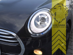LED, dynamischer LED Blinker, chrom, nur passend für Fahrzeuge mit original Halogen Scheinwerfern, LED Abblendlicht / LED Fernlicht, elektrisch verstellbar - Stellmotor integriert, Eintragungsfrei / mit E-Prüfzeichen, Eintragungsfrei / mit R87 Zulassung als Tagfahrlicht