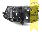 LED, mit LED Blinker, dynamischer LED Blinker, schwarz, nur passend für Fahrzeuge mit original Halogen Scheinwerfern, mit Welcome Funktion, LED Abblendlicht / LED Fernlicht, elektrisch verstellbar - Stellmotor integriert, Eintragungsfrei / mit E-Prüfzeichen, Eintragungsfrei / mit R87 Zulassung als Tagfahrlicht
