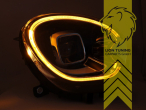 LED, dynamischer LED Blinker, schwarz, LED Abblendlicht / LED Fernlicht, elektrisch verstellbar - Stellmotor integriert, Eintragungsfrei / mit E-Prüfzeichen, Eintragungsfrei / mit R87 Zulassung als Tagfahrlicht