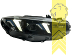 LED, mit LED Blinker, schwarz, nur passend für Fahrzeuge mit LED ab Werk (6Pin Stecker), LED Abblendlicht / LED Fernlicht, elektrisch verstellbar - Stellmotor integriert, Eintragungsfrei / mit E-Prüfzeichen, Eintragungsfrei / mit R87 Zulassung als Tagfahrlicht