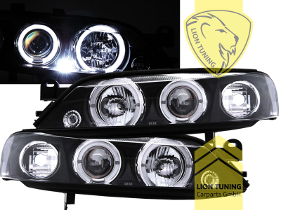 Halogen, schwarz, weiß LED, Abblendlicht H1 / Fernlicht H1, Blinkerbirnen BAU15S, elektrisch verstellbar - Stellmotor wird vom Original übernommen, Eintragungsfrei / mit E-Prüfzeichen
