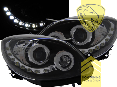 Halogen, schwarz, Abblendlicht H1 / Fernlicht H1, Blinkerbirnen BAU15S, elektrisch verstellbar - Stellmotor wird vom Original übernommen, Eintragungsfrei / mit E-Prüfzeichen