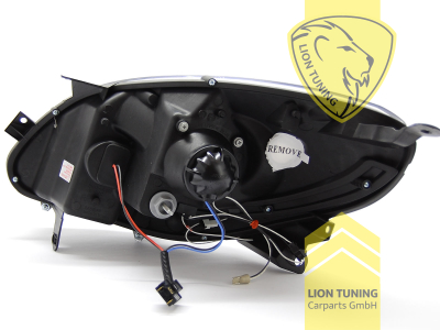 Halogen, schwarz, Abblendlicht H1 / Fernlicht H1, Blinkerbirnen BAU15S, elektrisch verstellbar - Stellmotor wird vom Original übernommen, Eintragungsfrei / mit E-Prüfzeichen
