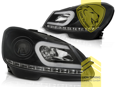 mit LED Blinker, Halogen, schwarz, Abblendlicht H7 / Fernlicht H1, Blinkerbirnen BAU15S, elektrisch verstellbar - Stellmotor integriert, Eintragungsfrei / mit E-Prüfzeichen