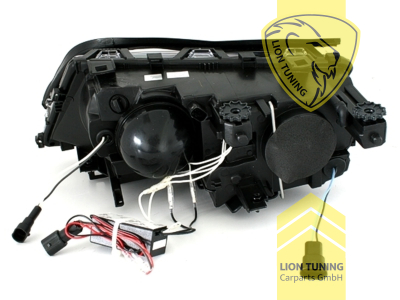 Halogen, schwarz, weiß CCFL, Abblendlicht H7 / Fernlicht H7, Blinkerbirnen BAU15S, elektrisch verstellbar - Stellmotor integriert, Nicht für Fahrzeuge mit PDC vorne geeignet, Eintragungsfrei / mit E-Prüfzeichen