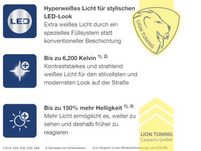 Xenon, HID, 6000K, D2S, 35W, Scheinwerfer, 12 V, Eintragungsfrei / mit E-Prüfzeichen
