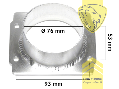 Bohrbild der Verschraubungspunkte: 93mm x 53mm, Rund, Adapterplatte, Sportluftfilter Ø90mm, Adapterring auf Ø76mm, 316i / 318i